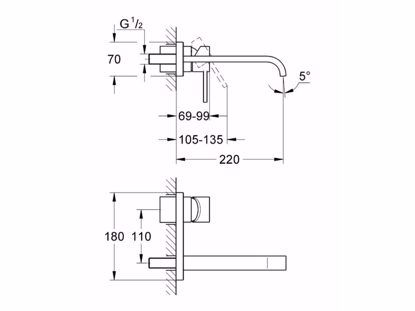 Однорычажный смеситель для раковины с 2 отверстиями Grohe Allure ARCH-00028645 - Вид №2