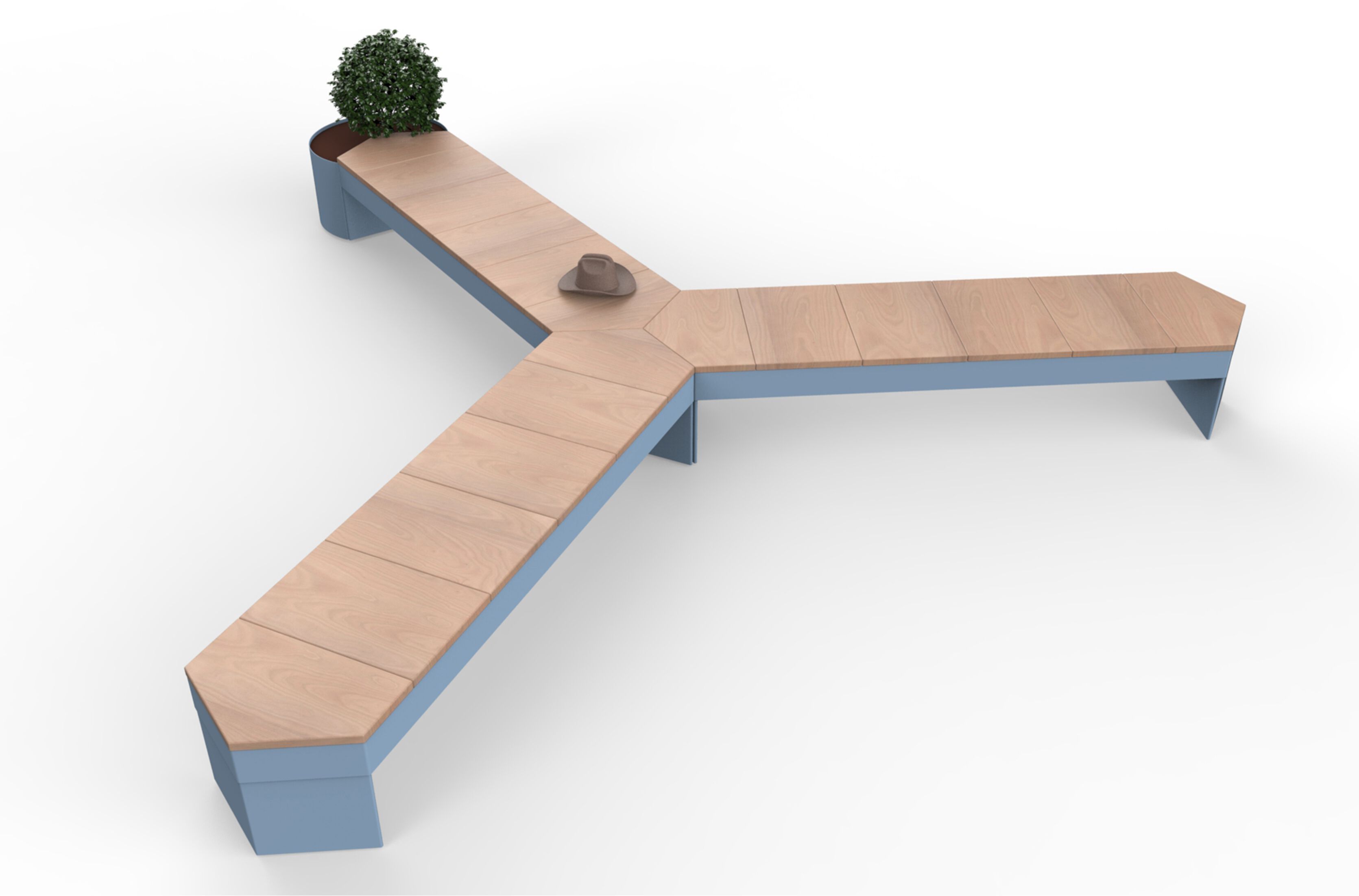 Модульная скамья из стали и дерева без спинки со встроенной плантатором CITYSì CRUISE ARCH-00037105 - Вид №1