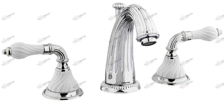 Bronces Mestre Смеситель для мойки с 3 отверстиями с глянцевой отделкой Artica with porcelain 233501.sl00.50
