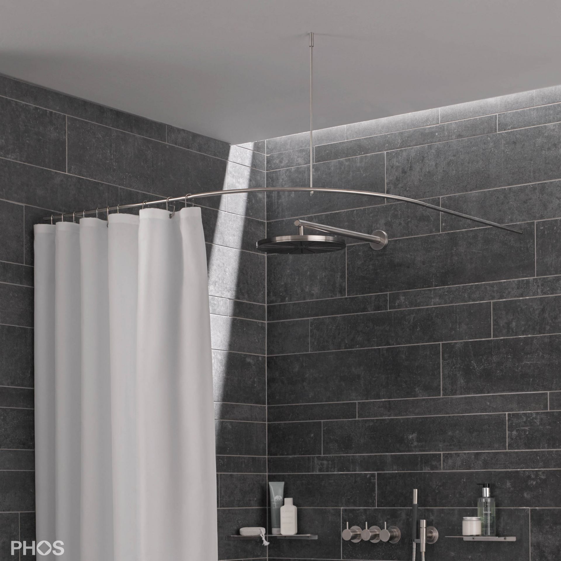 DSB500-1000 Квадрант штанги для душевой занавески с радиусом дуги 50 см, 100 x 100 см PHOS 