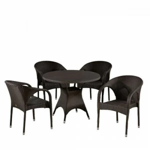 Мебель садовая коричневая, стулья и столик на 4 персоны TYW AFINA  241038 Коричневый