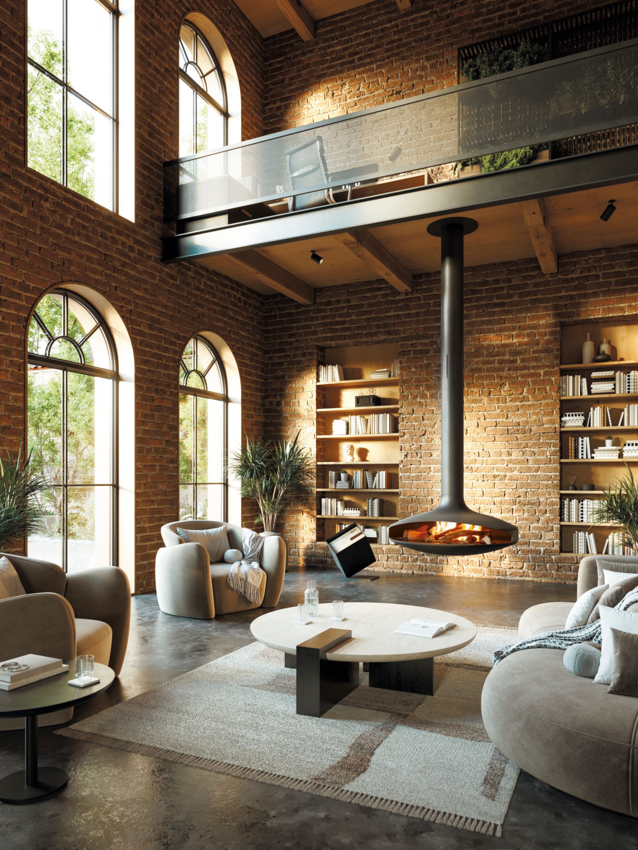 Центральный подвесной камин из биоэтаноловой стали Focus creation Gyrofocus ARCH-00051252 - Вид №1