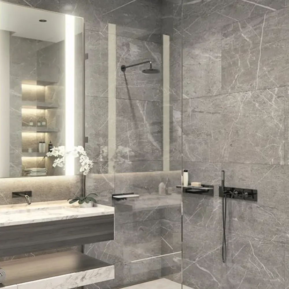 Глазурованный керамогранит Estima Мелоди MO103 60x120 см 1.44 м² неполированный цвет серый STLM-2131709