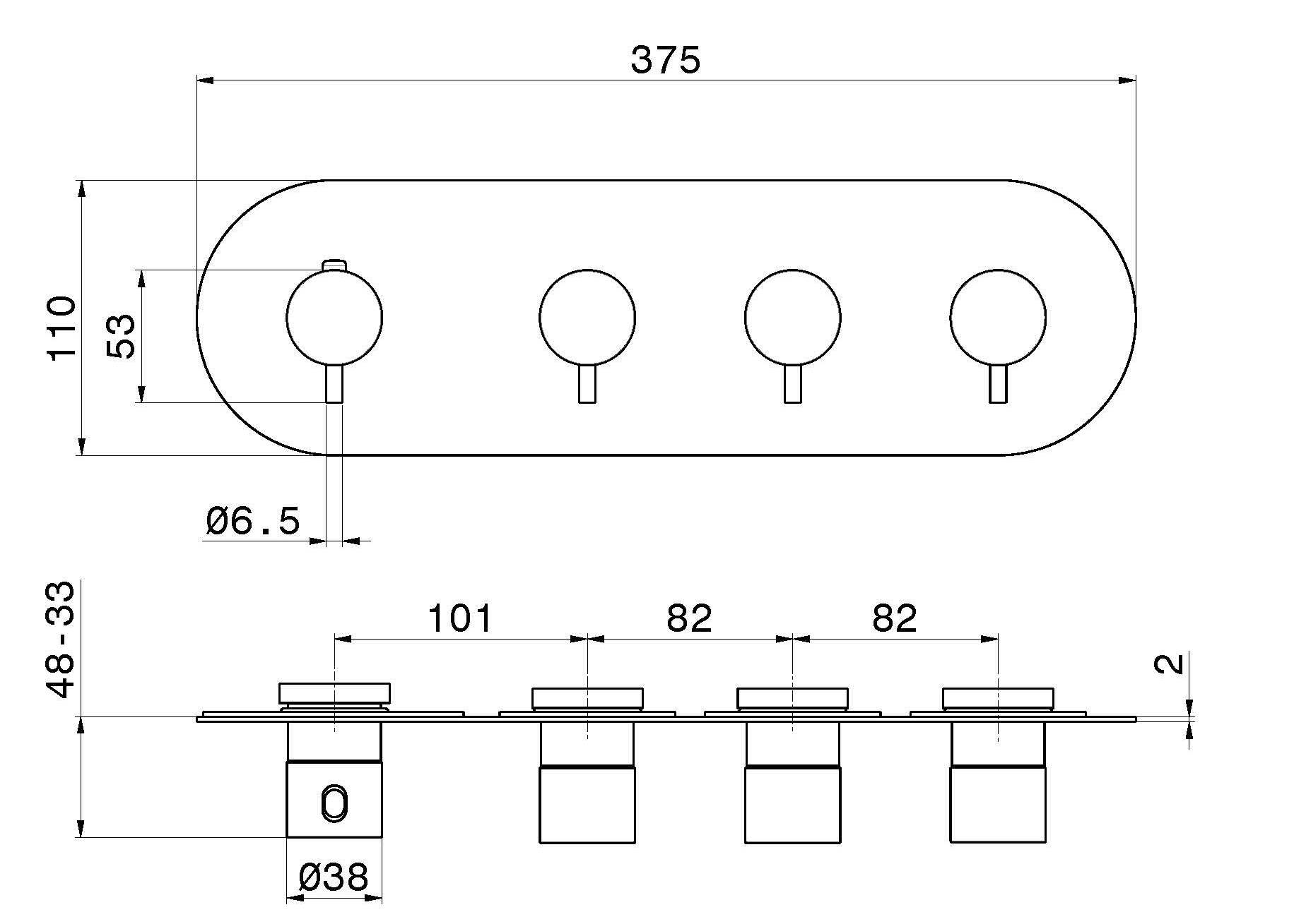 Термостатический смеситель для душа с 4 отверстиями Newform многофункциональные термостаты 3 выхода ARCH-00125919 - Вид №3