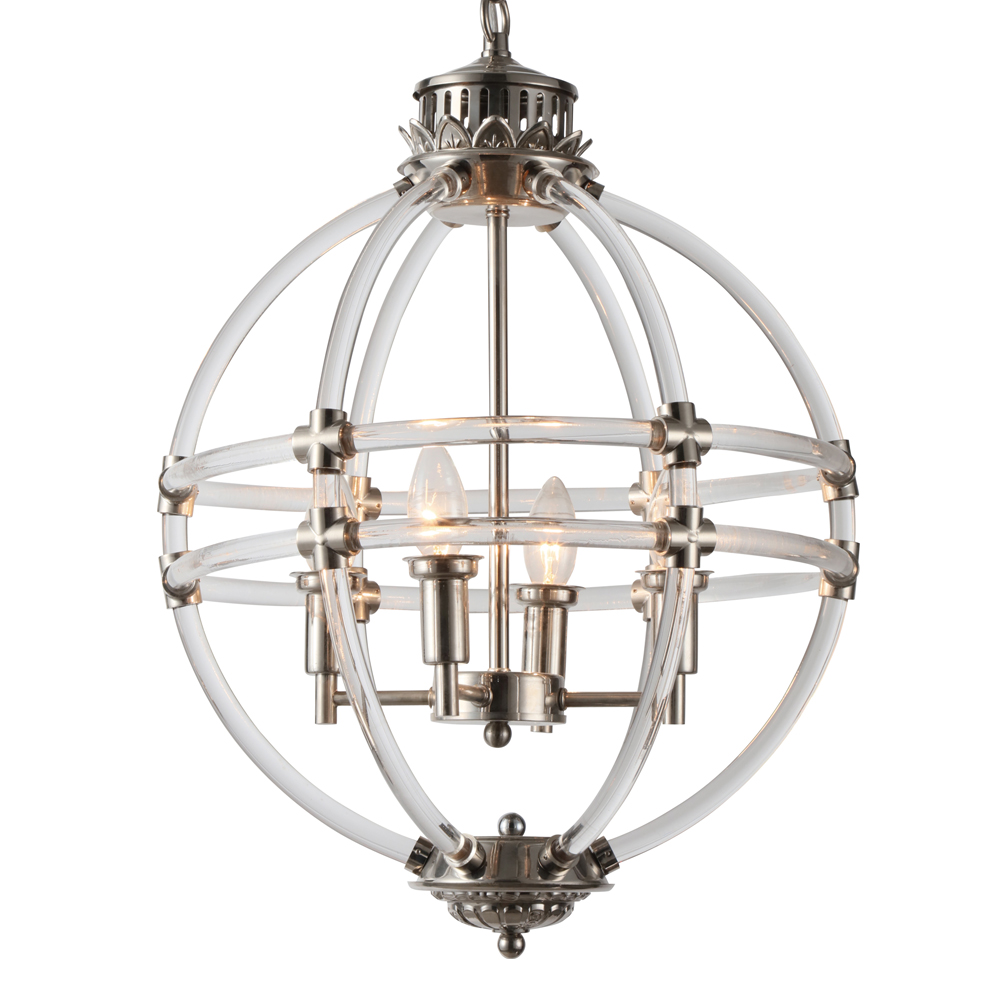 Подвесной светильник Impero nickel от Delight Collection KM0766P-4 nickel DELIGHT ДИЗАЙНЕРСКИЕ 243742 Прозрачный;никель  - Вид №1