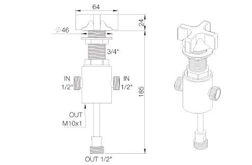 Хромированная латунь 2-ходовой переключатель rvb TIMES ARCH-00089901 - Вид №2