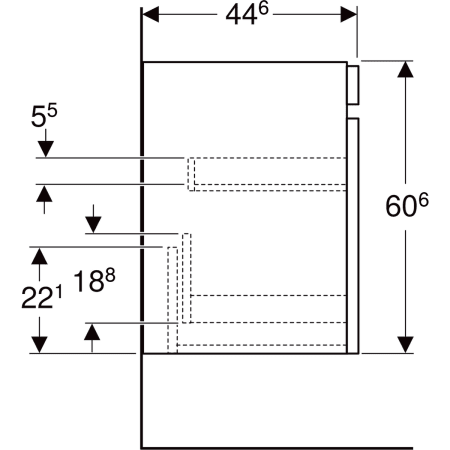 501.906.00.1 Шкафчик для раковины Geberit Renova Plan, с одним выдвижным ящиком и одним внутренним выдвижным ящиком Geberit  - Вид №57