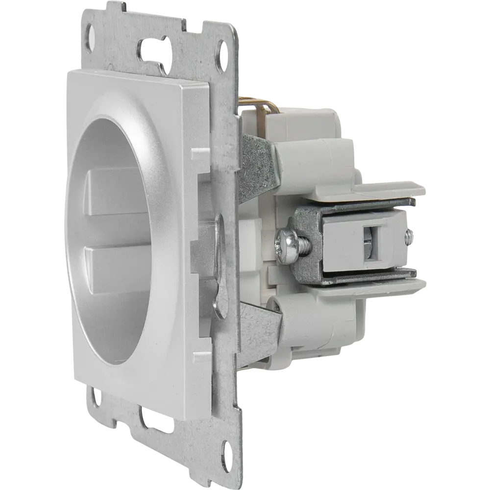Розетка встраиваемая GUSI Electric с защитными шторками серебристая 83864425 Ugra STLM-0045208 - Вид №4