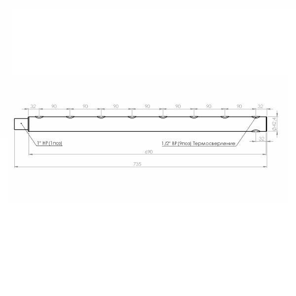 Купить Коллектор из нержавеющей стали на 8 контура WK25-8 T Прокситерм WK258T - Вид №1