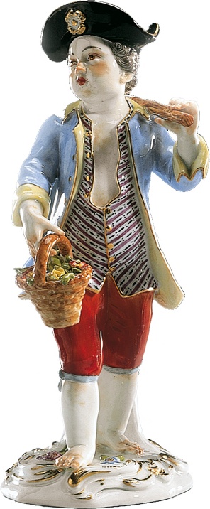 93312 Meissen Фигурка 15,5см "Мальчик с корзинкой и мотыгой" (И.-И.Кэндлер,1740г.) (пара к 60321) Фарфор 