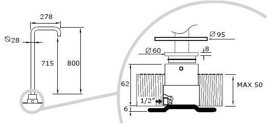 MINA Смеситель для ванны напольный из нержавеющей стали Stiriana sun-id-1422609 - Вид №1