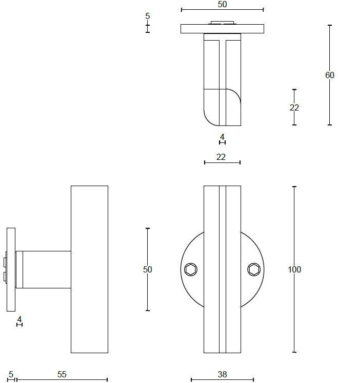 Formani Ручка из нержавеющей стали и дерева на розетке Two Pbt22/50 - Вид №4