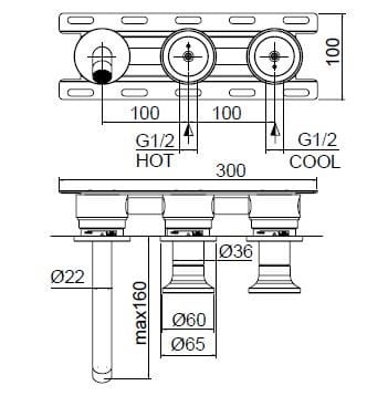 Смеситель для раковины из нержавеющей стали с 3 отверстиями Zazzeri JK21 ARCH-00028228 - Вид №2