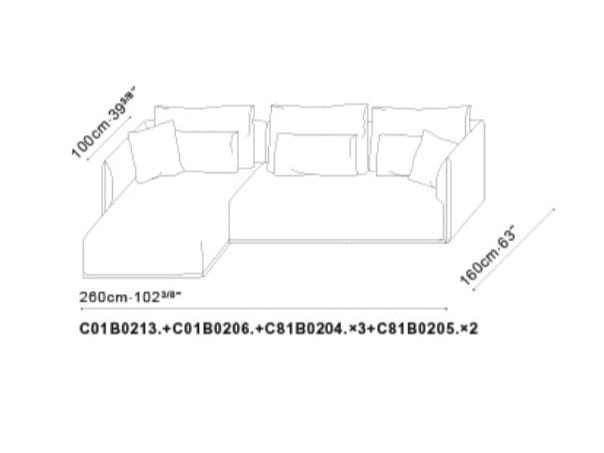 Модульный тканевый диван с полуостровом CAMERICH ELAN ARCH-00058493 - Вид №2