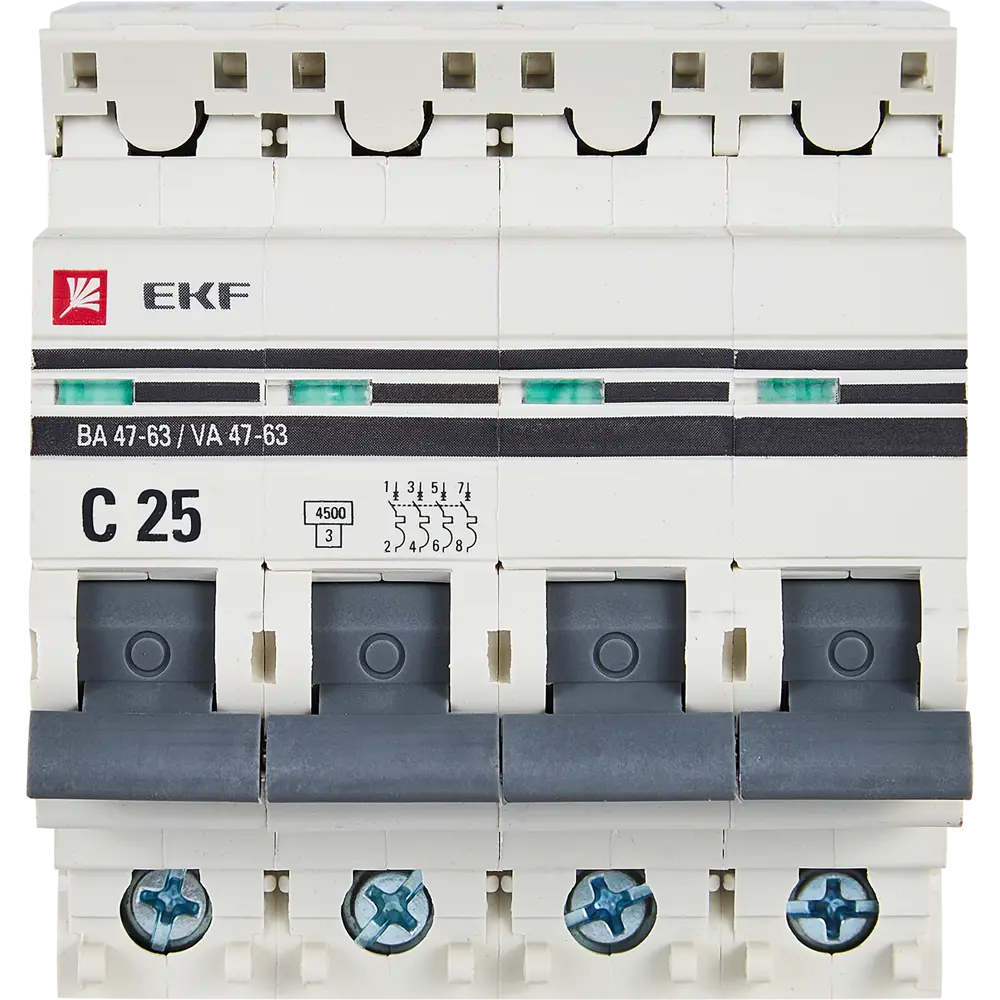 Автоматический выключатель EKF ВА47-63 4P C25 A 4.5 кА 82421370 STLM-2035840  - Вид №1
