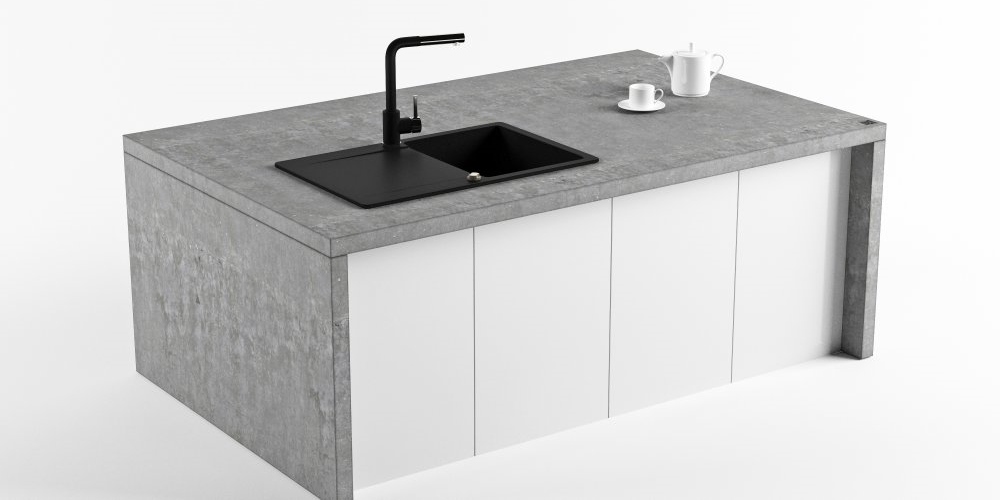 BetOn Стол-тумба островной из бетона для кухни МЕБЕЛЬ ИЗ БЕТОНА CF401 - Вид №1