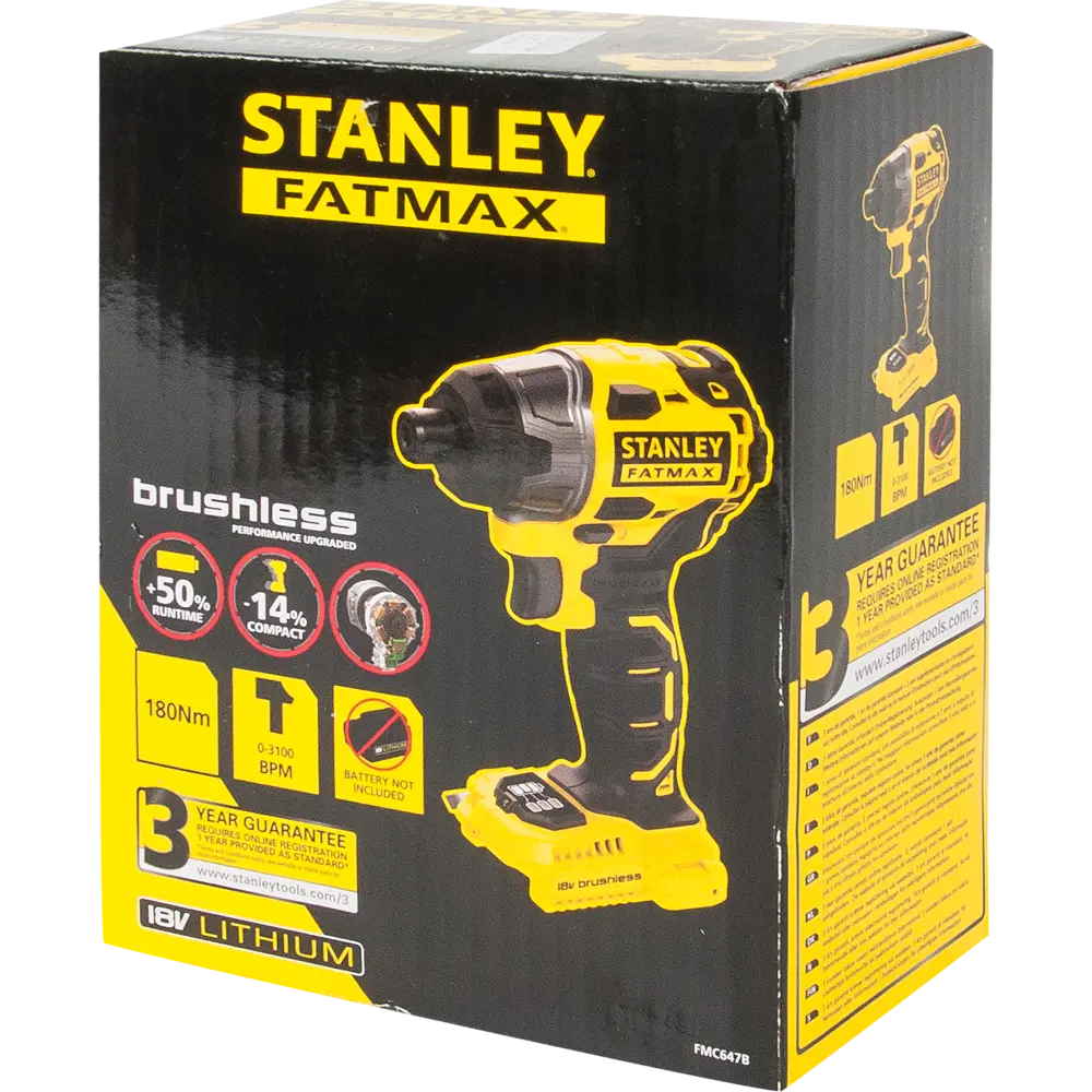 Дрель-шуруповерт бесщеточная аккумуляторная ударная Stanley Fatmax FMC647B-XJ, 18 В, без АКБ STLM-2015290 - Вид №5