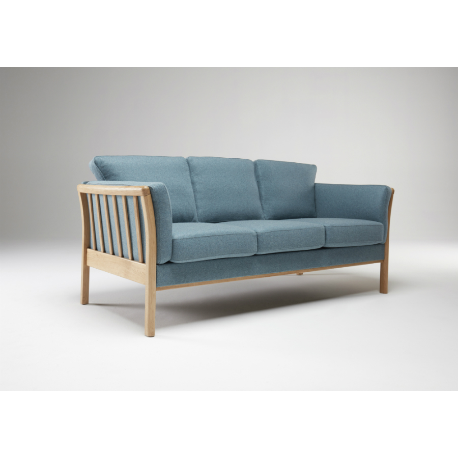 Диван трехместный Aya, цельный лакированный дуб, сине-зеленый Kragelund 12903202520 - Вид №1