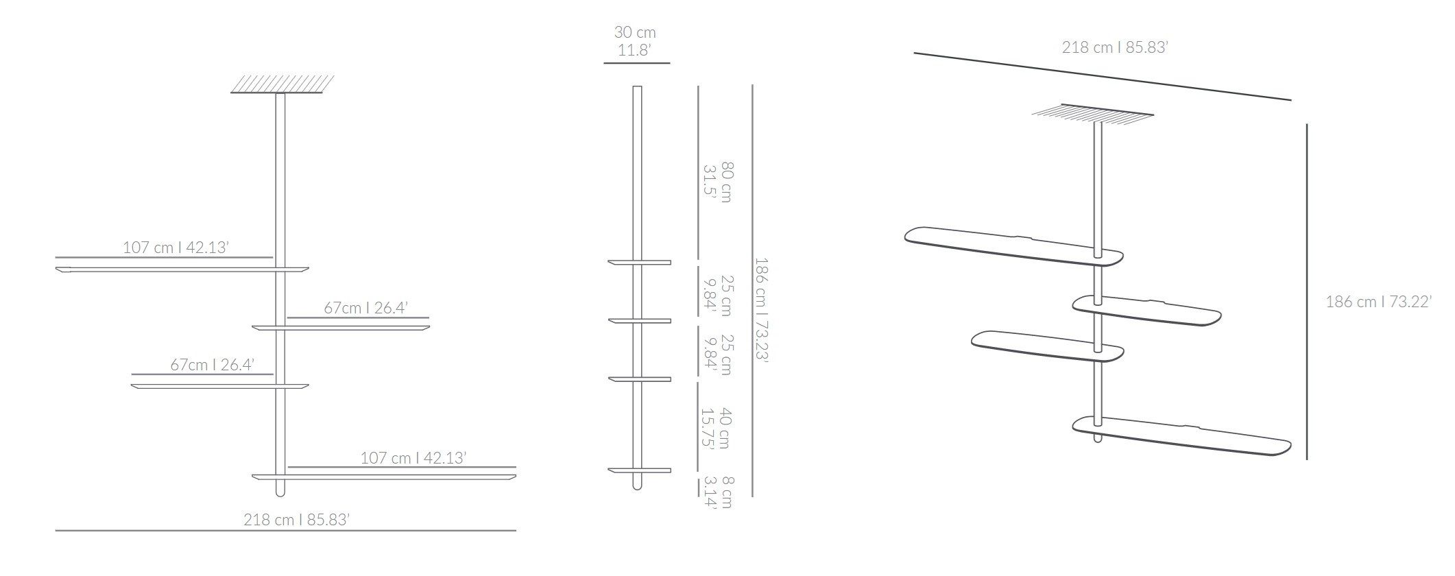 Модульная потолочная полка из шпона NOMON уникальная ARCH-00047381 - Вид №10