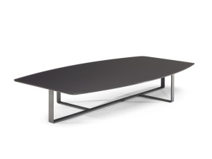 Низкий прямоугольный журнальный столик со стеклянной столешницей