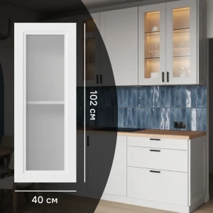 KONSENSA Фасад-витрина для кухни Котлас 40×102 см белый матовый 89387734