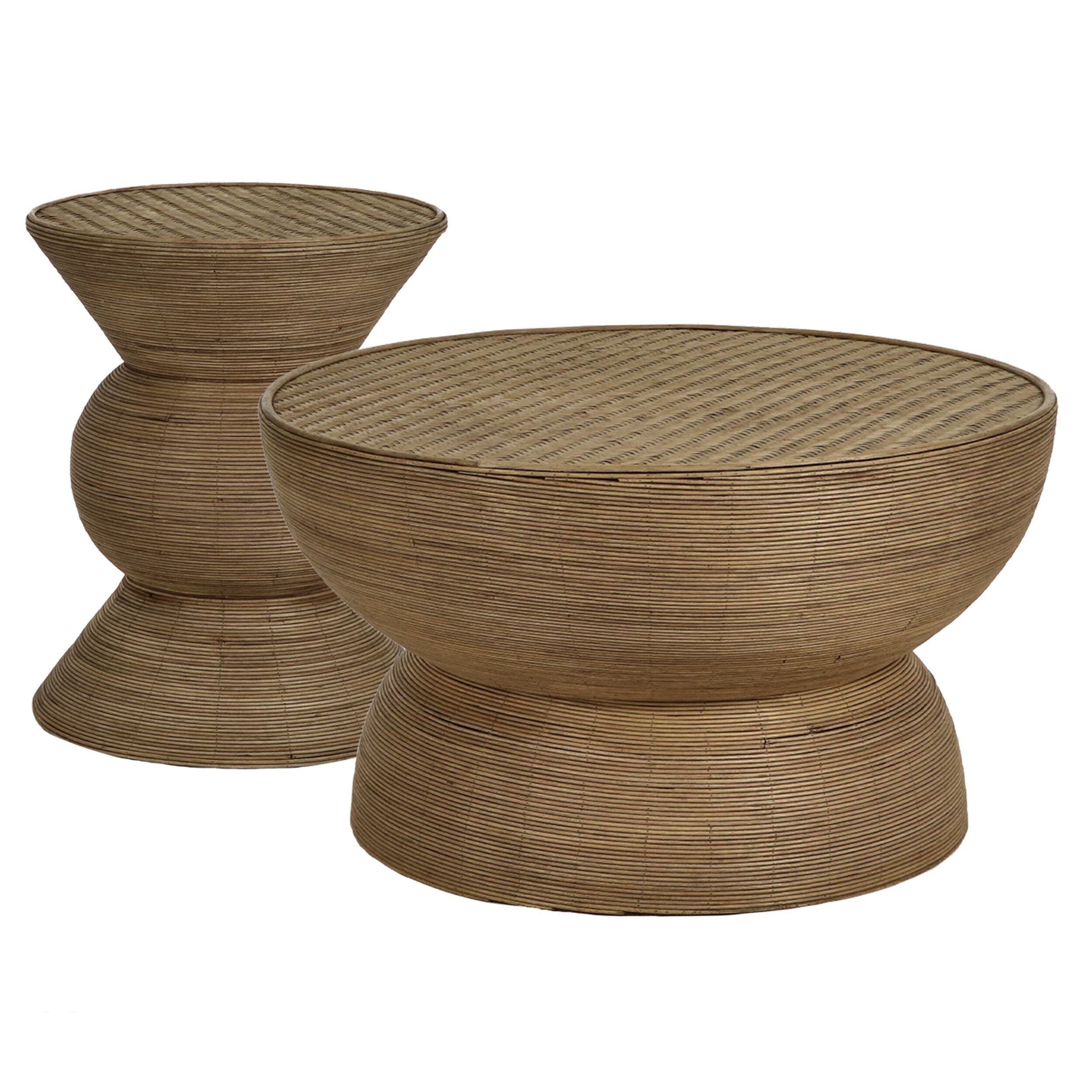 Высокий круглый бамбуковый журнальный столик POMAX Tambou ARCH-00103577 - Вид №1