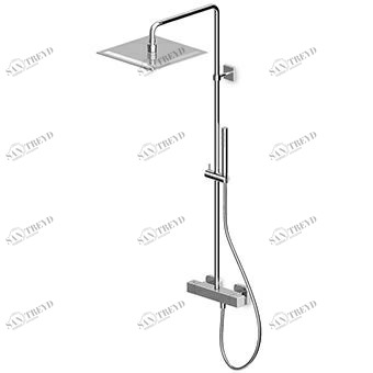 ZT5092 Душевая стойка с внешним термостатом, холодный термостатический корпус, душевая лейка из хромированной стали 300x300 мм и сверхтонкая толщина 3 мм, ручной душ из латуни Z94178 Zucchetti Shower 