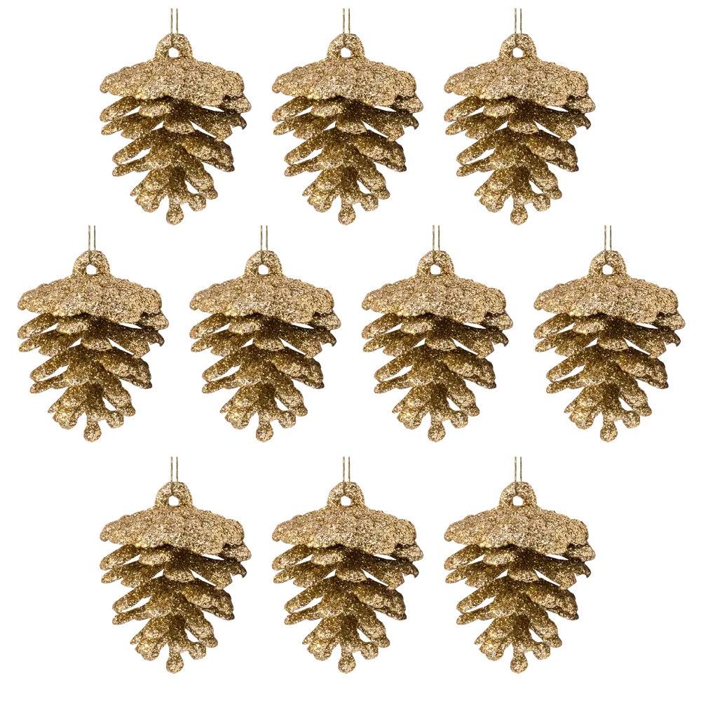 89381685 Украшение елочное Шишки золотой 10 шт. STLM-1331735 Santreyd  - Вид №2