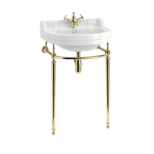 Burlington Edwardian Раковина круглой формы в эдвардианском стиле 560 мм с золотой умывальником с 2-мя отверстиями под смеситель B6 2TH-T24A GOLD