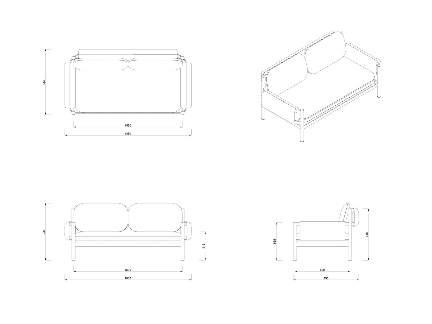 2-местный садовый диван с подлокотниками Joyf Tropic ARCH-00145314 - Вид №5