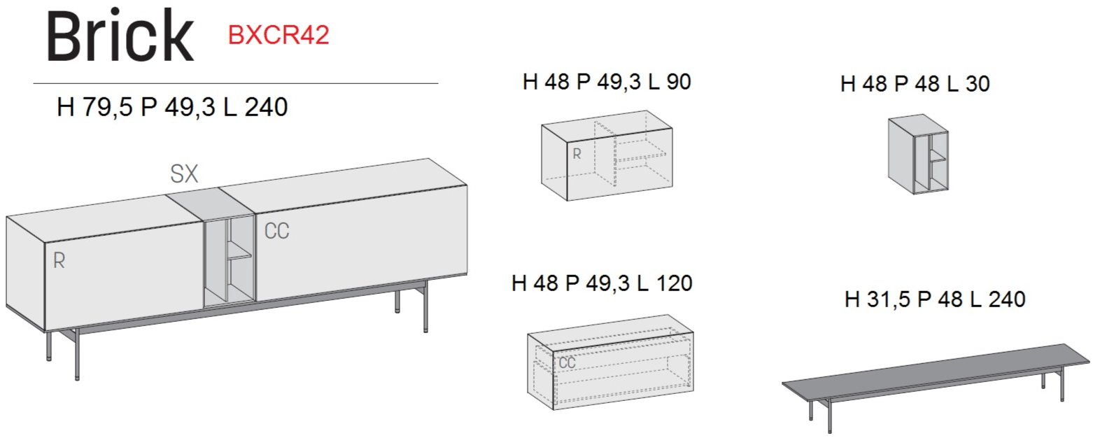 Caccaro Модульный буфет из лакированного дерева Brick sun-id-1350622 - Вид №1