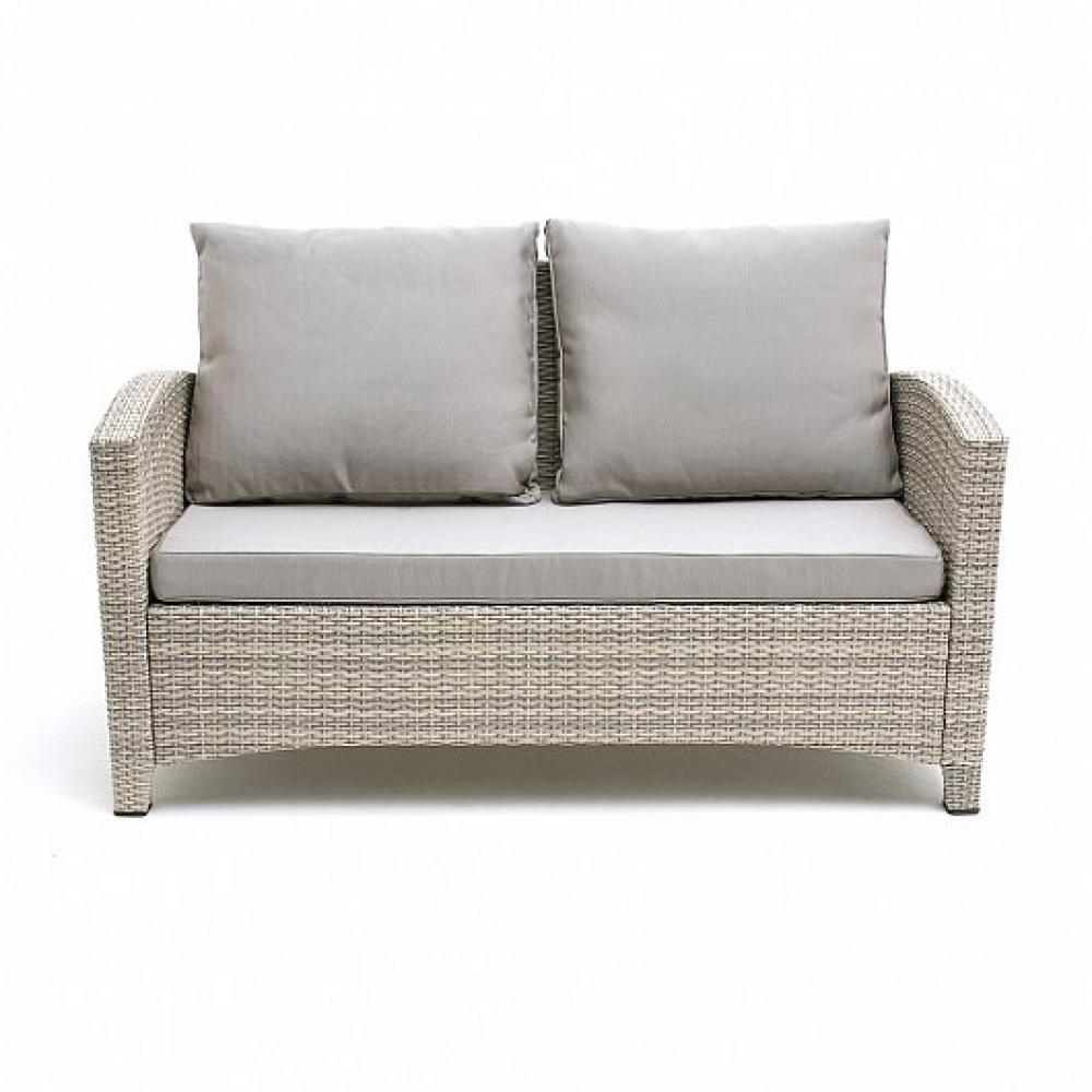 Диван прямой двухместный, искусственный ротанг плетеный серый AFINA  00-3860454 Серый  - Вид №1