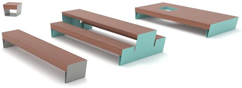 mmcité1 Стол для пикника со встроенными скамейками Blocq sun-id-1514623 - Вид №4