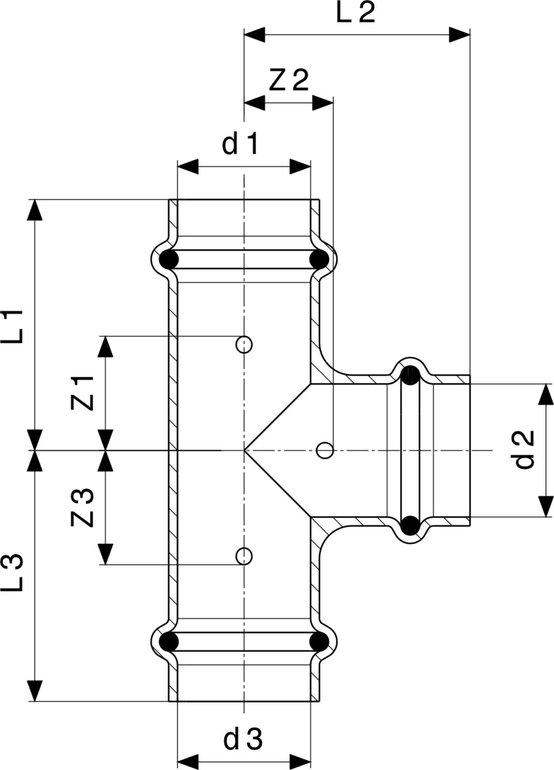 292 010 Модель 2418 Трубопроводные системы  Profipress  Тройники Santreyd  - Вид №3