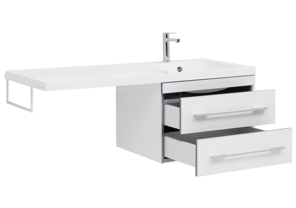 Тумба с раковиной Aquanet Верона 120 R белый (подвесная, 2 ящика) 0017666700239568 - Вид №9