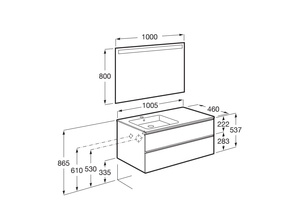 Деревянный умывальник с зеркалом и встроенной раковиной Roca UNIK A8515 / A8518 ARCH-00035896 - Вид №99