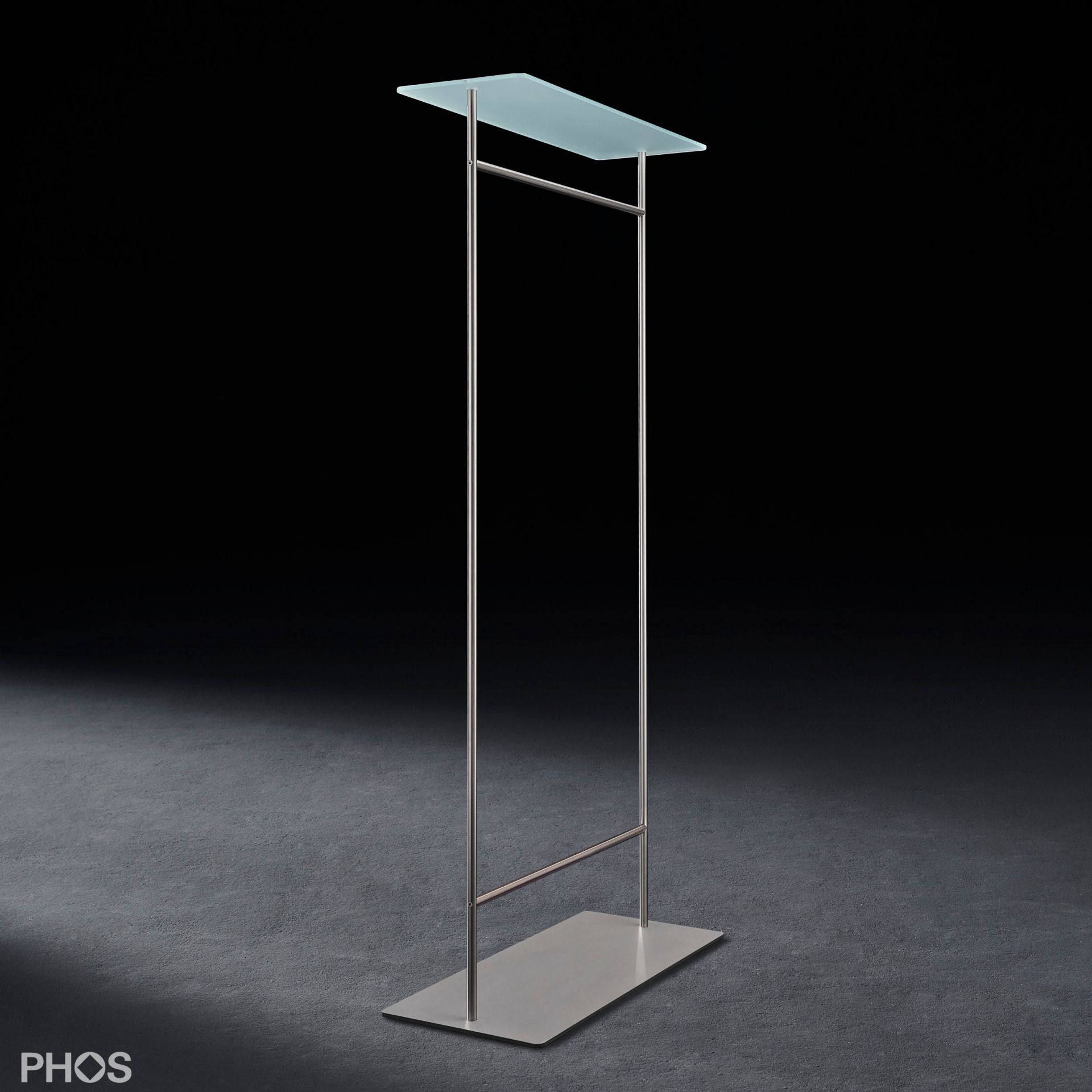 GST2G Гардероб-двойной с гладкой платяной штангой и стеклянной полкой, основание: серое. PHOS 