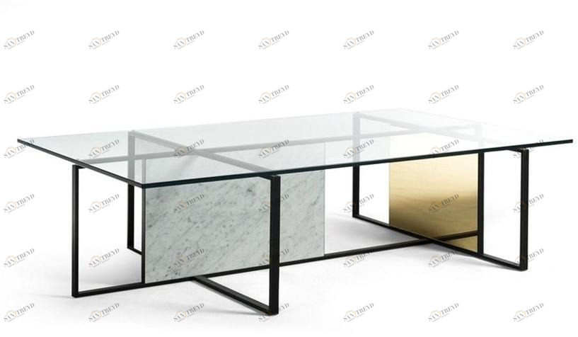 Roche Bobois Низкий прямоугольный журнальный столик из стекла Trame sun-id-1471502