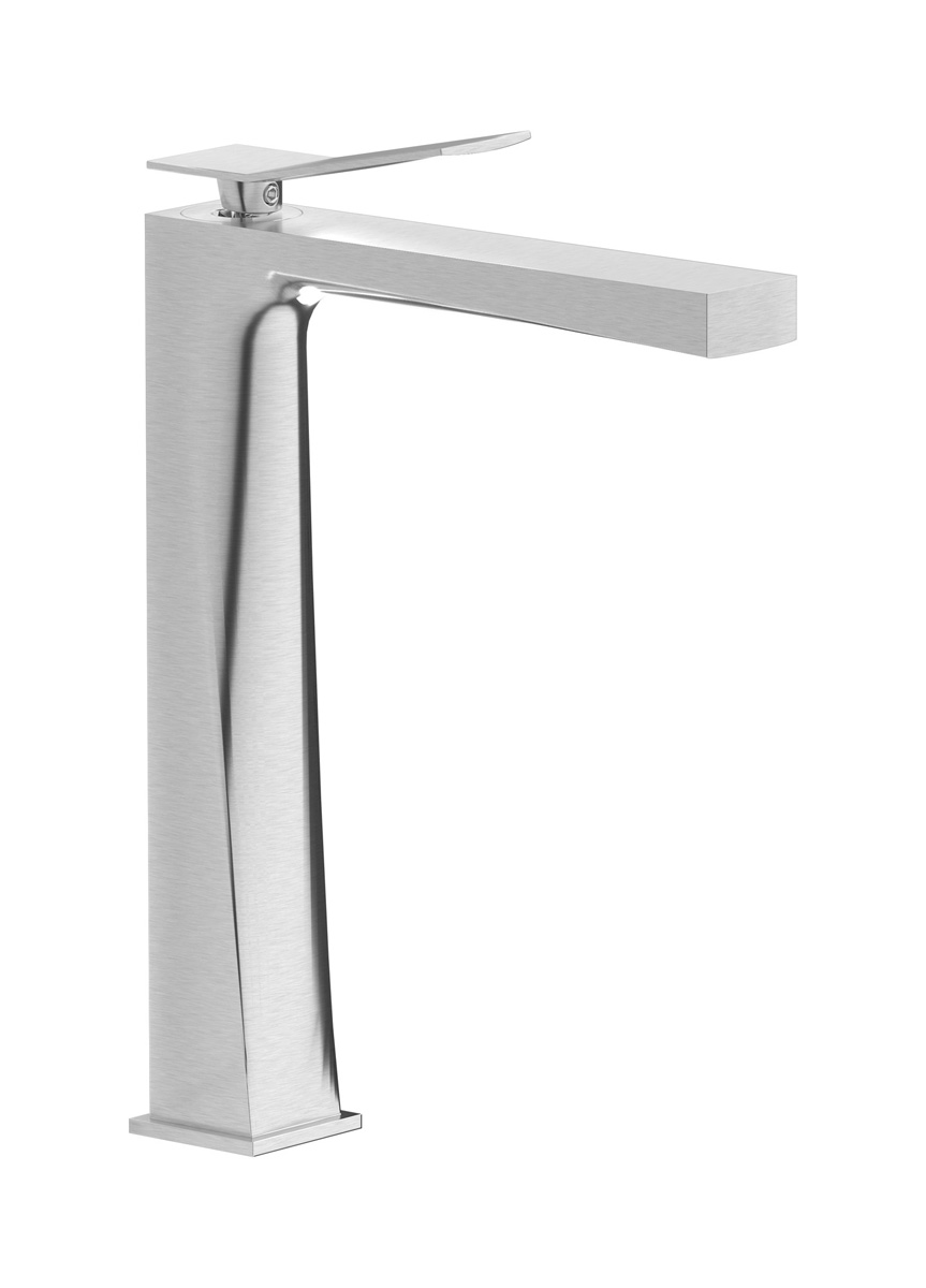 Высокий смеситель для раковины на 1 отверстие в комплекте с донным клапаном WE ARE IB wa313cc Brushed Nickel Wave