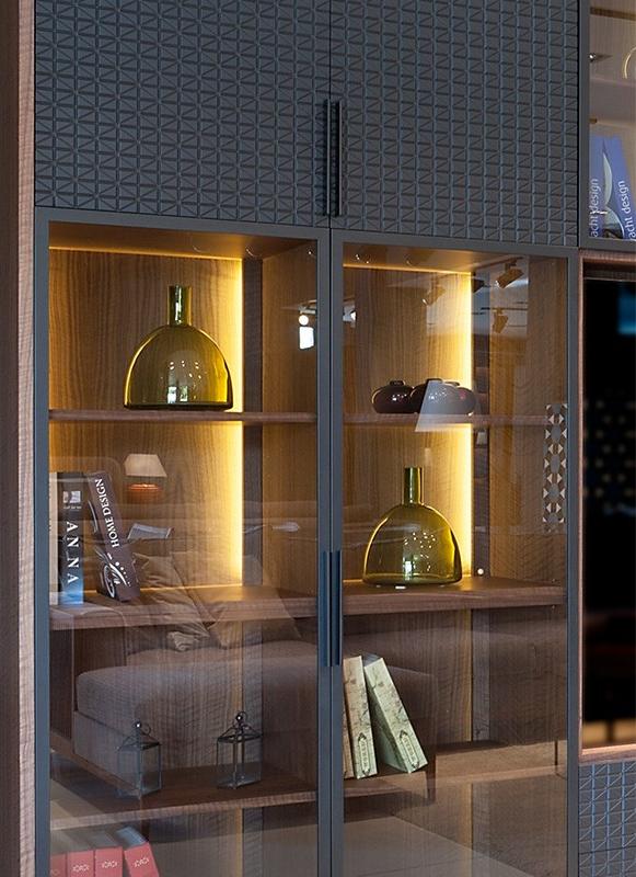 Mobi Оборудованная стена из дерева и стекла с подставкой под телевизор sun-id-1461842 - Вид №1