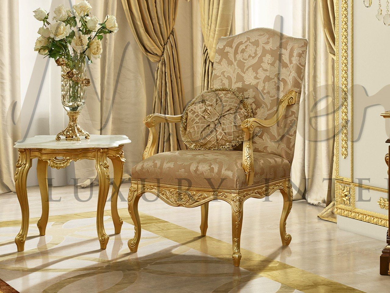 Тканевое кресло с подлокотниками Modenese Luxury Interiors Royal ARCH-00142738