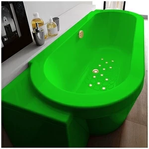 Ванна Gruppo treesse Playa V818C-DX-ZEZ зелёная с золотой фурнитурой и аэромассажем овальная угловая пристенная правая