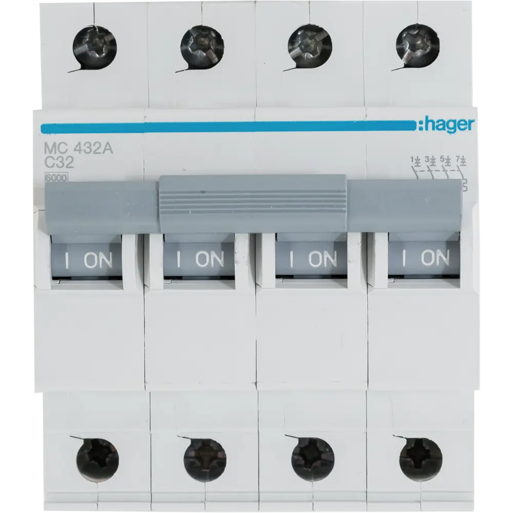 Автоматический выключатель Hager MC432A 3P N C32 А 6 кА STLM-2157284 - Вид №1