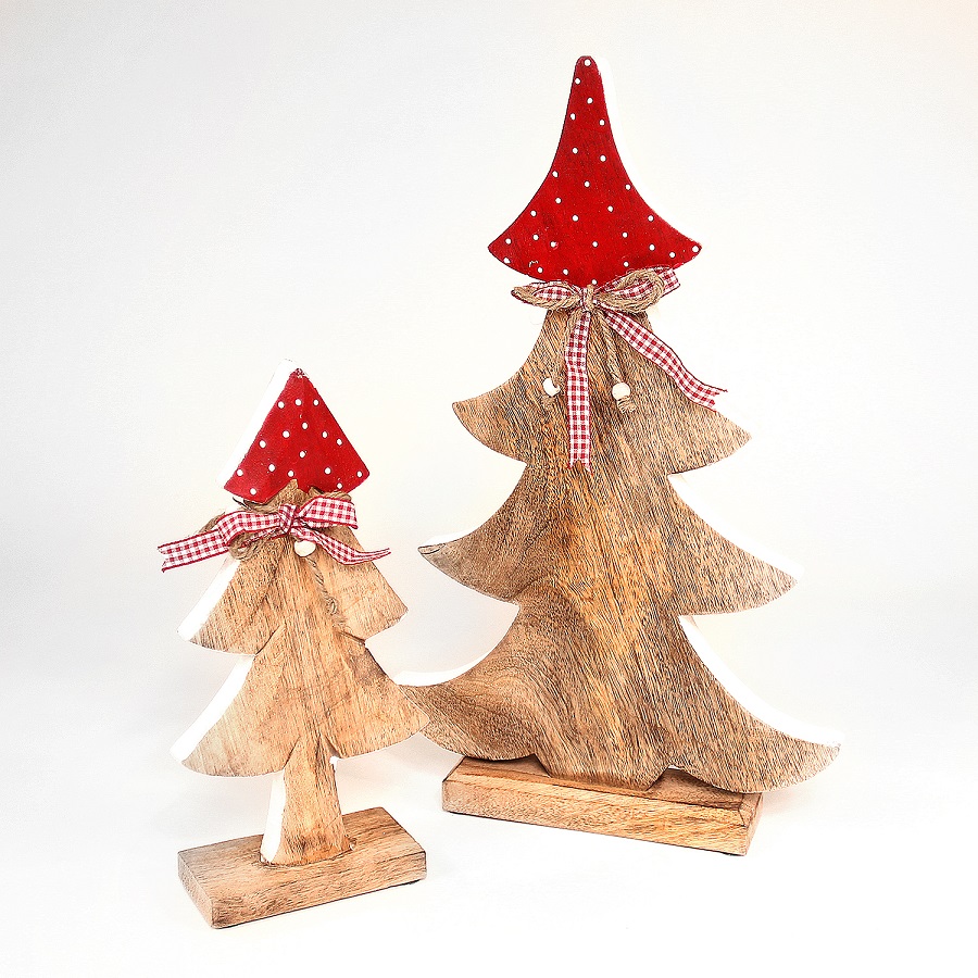 Украшение новогоднее "Ель деревянная красная в горошек" Love tree, 28х12х6 см ENJOYME  253091 Бежевый;красный;разноцветный  - Вид №4