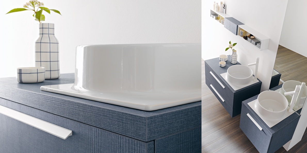 Комбинация ванной комнаты FLY117 в отделке Cup / Denim Blu / L41 Bianco MILLDUE FLY - Вид №2