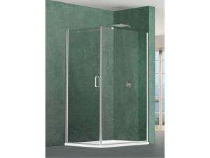 Угловая душевая кабина из хрусталя с распашной дверью