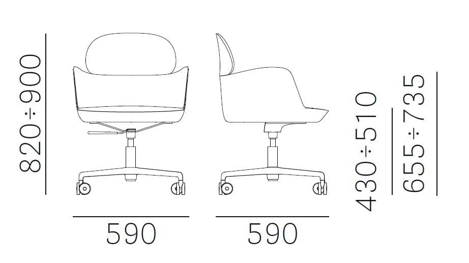 Офисное кресло с 4 спицами Pedrali ARCH-00116656 - Вид №4
