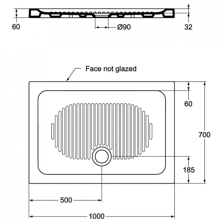 T267401 Душевой поддон 100X70 см Ideal Standard CONNECT - Вид №2