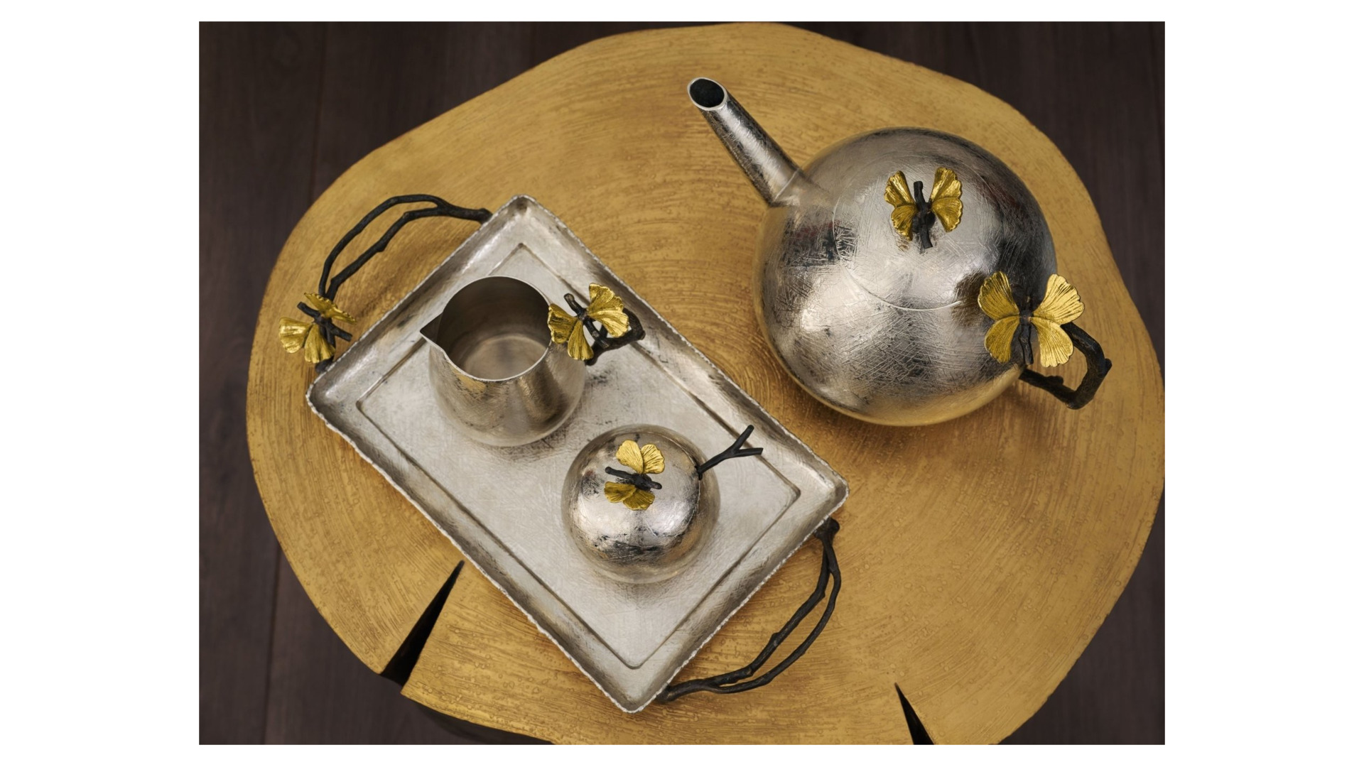 10642321 Michael Aram Чаша с крышкой и ложкой Michael Aram Бабочки гинкго 9см, сталь нержавеющая Сталь нержавеющая  - Вид №4