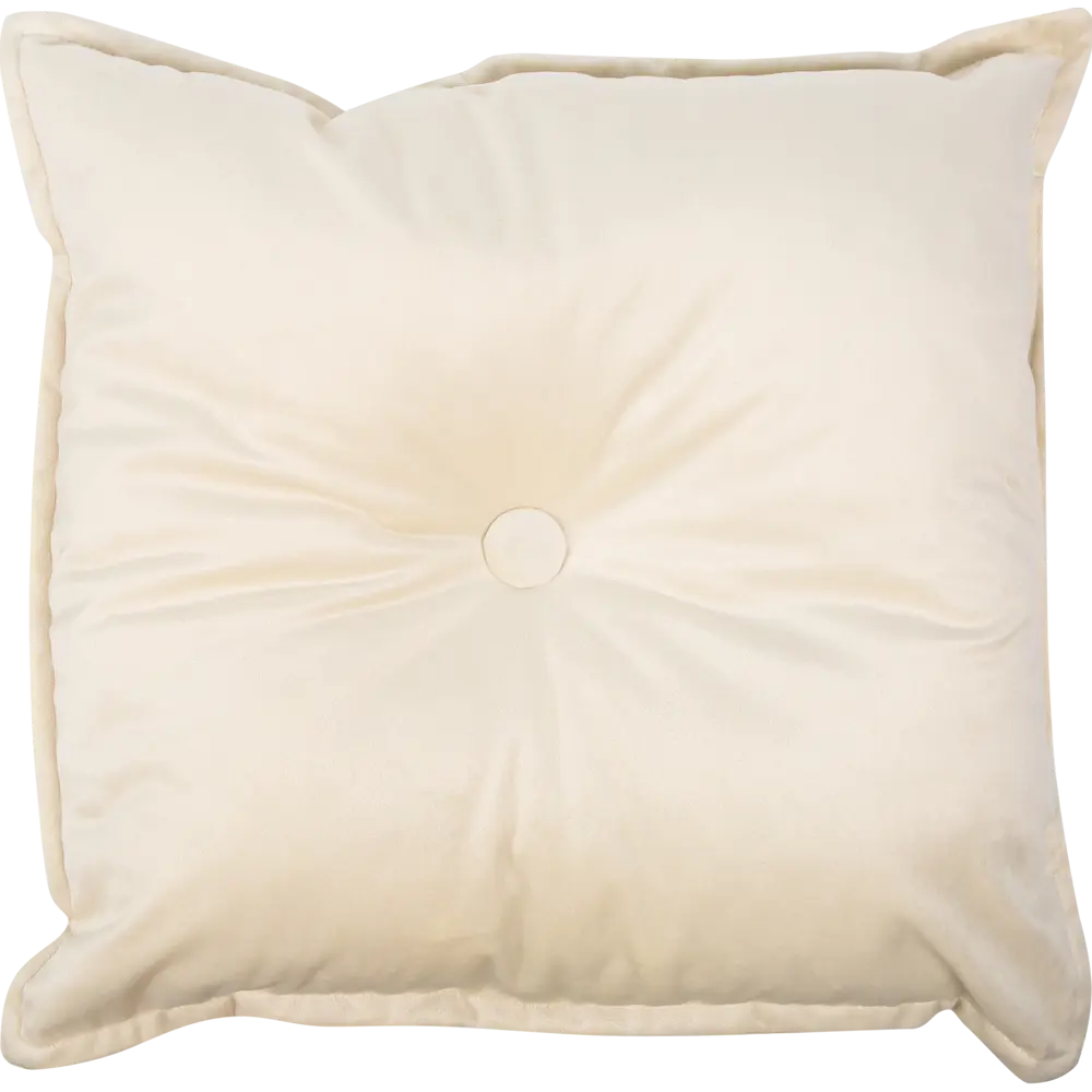 Подушка с пуговицей Бархат 43x43 см цвет кремовый 89112395 STLM-2091188 LINEN WAY 